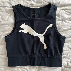 Puma Black Crop Top with White Logo